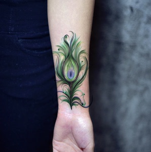 凤凰彩色羽毛纹身贴 剖腹产疤痕 防水持久 女仿真刺青纹身贴纸