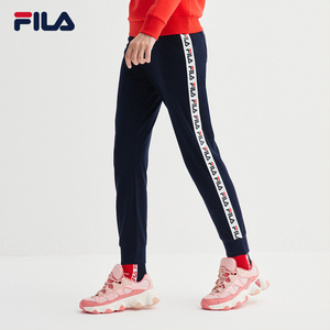 FILA斐乐女裤2020夏季透气运动休闲针织串标长裤收口运动