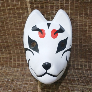 日式手绘和风狐狸面具动漫cosplay舞会 剑三衍生飞狐面具 塑料