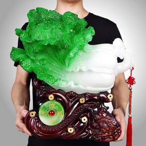 大小号百财如意玉白菜摆件招财客厅家居电视柜装饰新店铺开业礼品