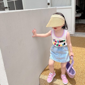 两岁女宝宝夏装牛仔短裙婴儿裙子女童无袖背心套装韩版2022新款
