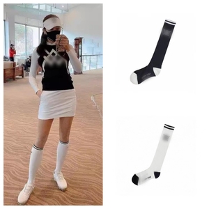 韩版高尔夫袜子女士过膝袜长筒袜春秋户外防晒袜运动袜golf棒球袜