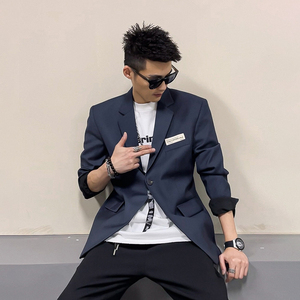 轻奢痞帅高级感tb炸街休闲西装外套男潮流设计感小众西服上衣