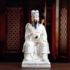吕洞宾吕祖像道士白瓷描金供奉家居装饰镇宅玄关客厅酒柜摆件