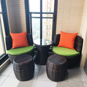 户外家具藤椅迷你小茶几三件套阳台桌椅庭院露台凳子户外花园家具