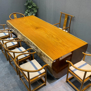 柚木大板非洲实木原木红木餐桌茶桌金丝楠木老板总裁办公桌接待桌