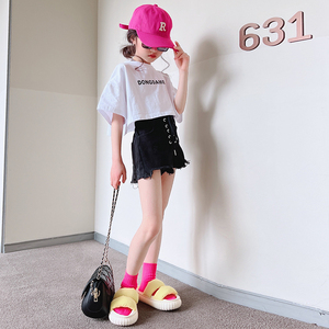 女童短款t恤儿童露肚子洋气13上衣10中大童9露脐11岁女孩15夏装12
