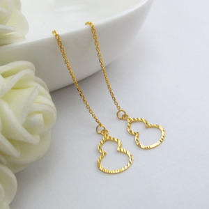 梦宝缘 18k彩金玫瑰金黄金宝贝葫芦精品au750短款耳线坠耳环饰