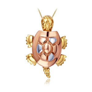 梦宝缘18k彩金玫瑰金黄金素金会动的动感小乌龟金龟au750吊坠项坠