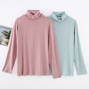 春秋季薄款高领保暖内衣女莫代尔棉上衣可外穿纯色长袖打底衫白色