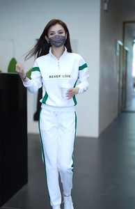 韩国春秋新款白色休闲纯棉卫衣女宽松运动服跑步套装时尚两件套潮