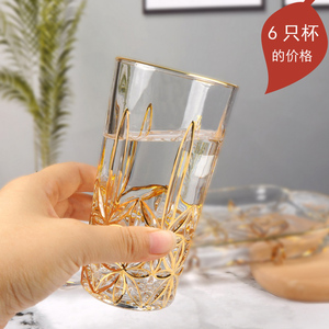 轻奢水晶玻璃女杯家用早餐喝水杯子果汁牛奶杯男茶杯套装啤酒高杯