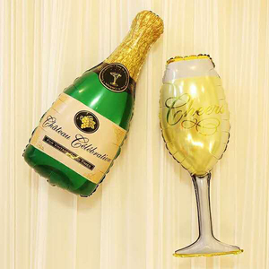 迷你大号香槟酒杯啤酒瓶造型铝膜铝箔气球结婚生日酒吧装饰布置Y