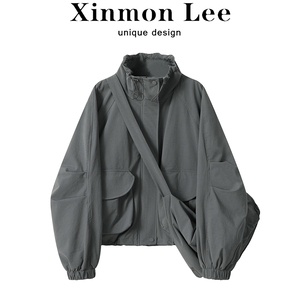 XinmonLee复古工装设计感冲锋衣外套女秋季运动休闲宽松夹克上衣