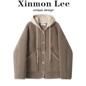 XinmonLee韩版皮毛一体羊羔毛外套加厚冬季女宽松显瘦设计感上衣