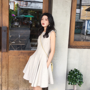 MALI/2019夏季新款流行裙子女中长款显瘦气质名媛小香风