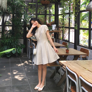 MALI/2019夏季新款流行裙子女中长款显瘦气…颜色分类米