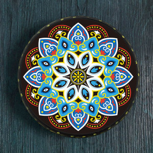 新疆手鼓彩绘牛皮鼓民族风格图案餐厅饭店装饰品摆件民族乐器挂件