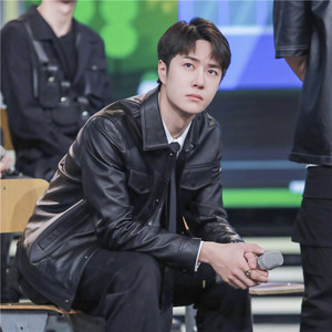 luluins天天向上王一博明星同款衣服情侣款上衣时尚机车皮衣外套