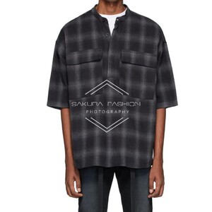 fear of god fog第六季6th主线亨利领法兰绒格子纽扣短袖衬衫男女