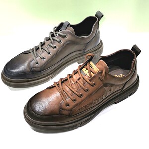 华伦邦赛男士英伦复古男士休闲皮鞋擦色男皮鞋单鞋流行伐木工装鞋
