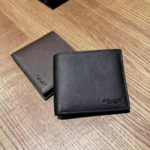 coach蔻驰男士对折钱包卡包零钱包多卡位真皮便捷时尚潮流f74991
