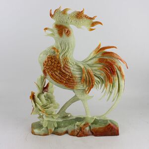 天然玉石摆件岫玉摆件岫岩玉大公鸡摆件原石雕刻家居风水客厅镇宅