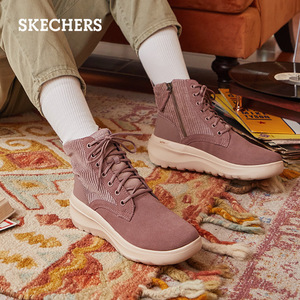 skechers斯凯奇官方冬季女鞋加绒运动雪地靴高帮棉鞋短靴保暖冬靴