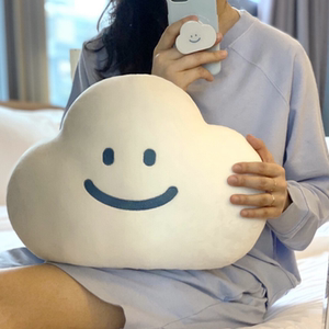 可爱网红软萌云朵表情包棉花糖超软笑脸创意抱枕靠垫女毛绒礼物