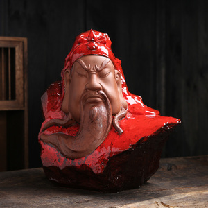 陶瓷关公摆件半身头像供奉武财神关羽关二爷神像招财工艺品