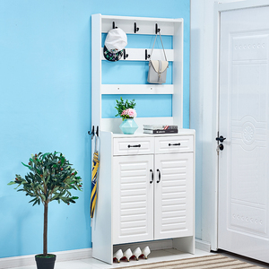 进门鞋柜衣帽柜组合玄关柜一体家用门口小简约现代门厅柜带挂衣架