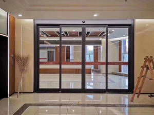 肯德基门感应自动地弹簧无框移各种玻璃酒店门面推拉铝型材门隔断