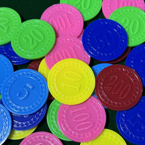 不掉字的凹凸筹码币双面数字麻将棋牌室家用套装圆形代卡防水耐磨