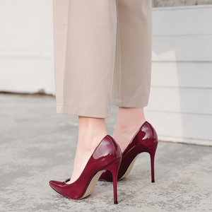10cm酒红色高跟鞋