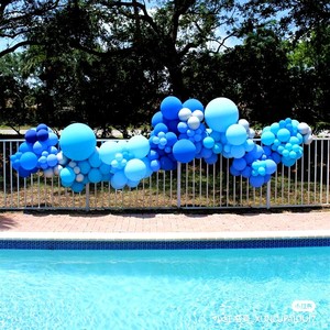 深蓝色气球10寸亚光圆形马卡龙蓝乳胶水鸭男孩生日客厅派对布置