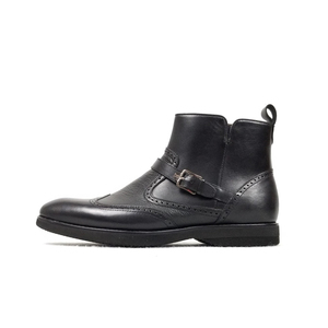 专柜正品capermoon/卡柏门英伦风雕花搭扣保暖毛里男士时尚靴子