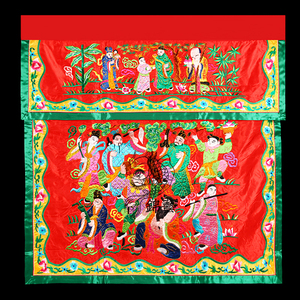 八仙刺绣桌围布供佛用品道教家用佛台布天公神台桌围布潮绣桌裙红