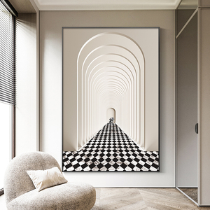 视觉建筑延伸空间客厅装饰画现代简约扩大玄关走廊沙发背景墙壁画