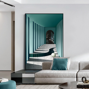 玄关客厅装饰画走廊延伸空间扩展视觉抽象壁画沙发背景墙壁落地画