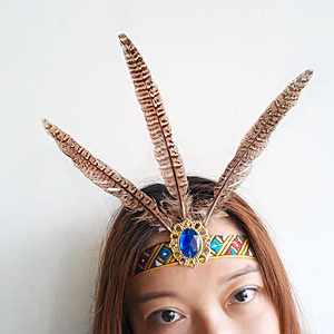 sanzhixiongxuke淘宝印第安人羽毛头饰非洲鼓头饰土著野人帽子万圣