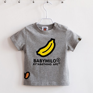 日本潮牌bape童装23新款夏季猿人头男女儿童宝宝香蕉纯棉短袖T恤
