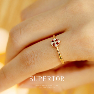 superior珠宝 花簇·18K金红宝石花形戒指女钻石彩宝锁骨链新款
