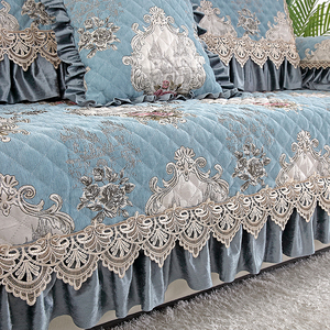 雪尼尔沙发垫四季通用沙发套布艺定做蕾丝高档巾全盖欧式乳胶防滑