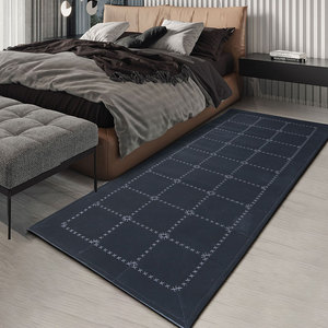 进口手工牛皮拼接地毯定制家用北欧几何客厅沙发茶几垫卧室床边毯