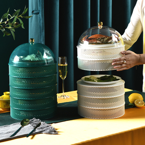 叠加镂空菜罩餐桌食物饭菜罩剩菜收纳盒塑料盖菜神器碗折叠防蝇罩