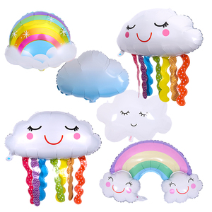 彩虹气球儿童生日装饰布置宝宝周岁百天气球装饰彩虹笑脸云朵气球