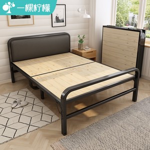 折叠床单人床实木1米家用小床简易结实双人1.2米铁床出租房硬板床