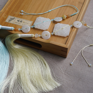 新山-原创汉服饰品腰佩襟禁步挂件坠宫绦流苏压裙腰挂白玉佩男女