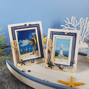 海洋装饰品六寸七寸渔网相框摆台地中海个性创意桌面摆件礼物