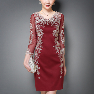 婚礼服妈妈装结婚母亲连衣裙秋冬年轻洋气高贵婚庆喜婆婆婚宴气质